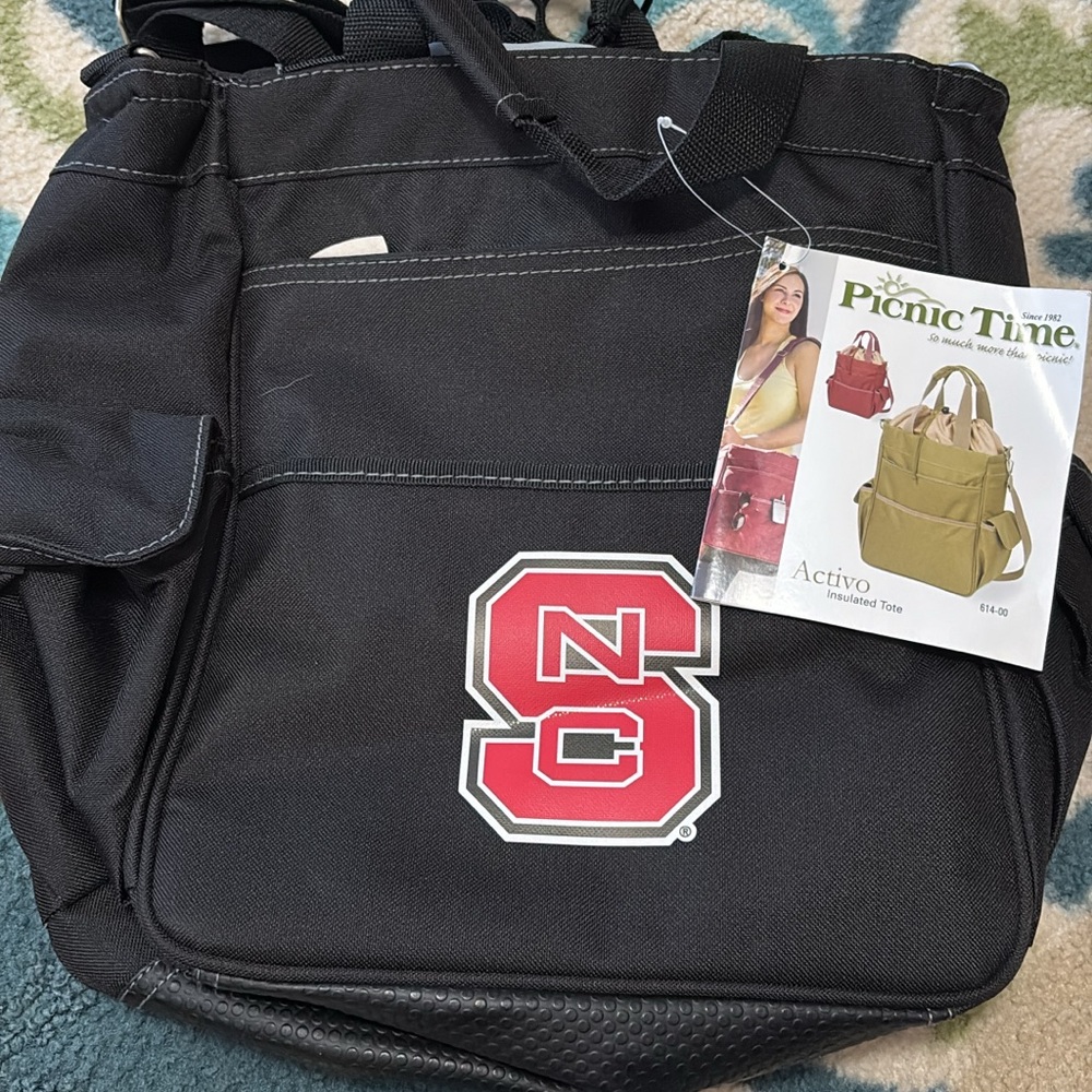 NC State Cooler/Picnic Time Black Tote Bag
